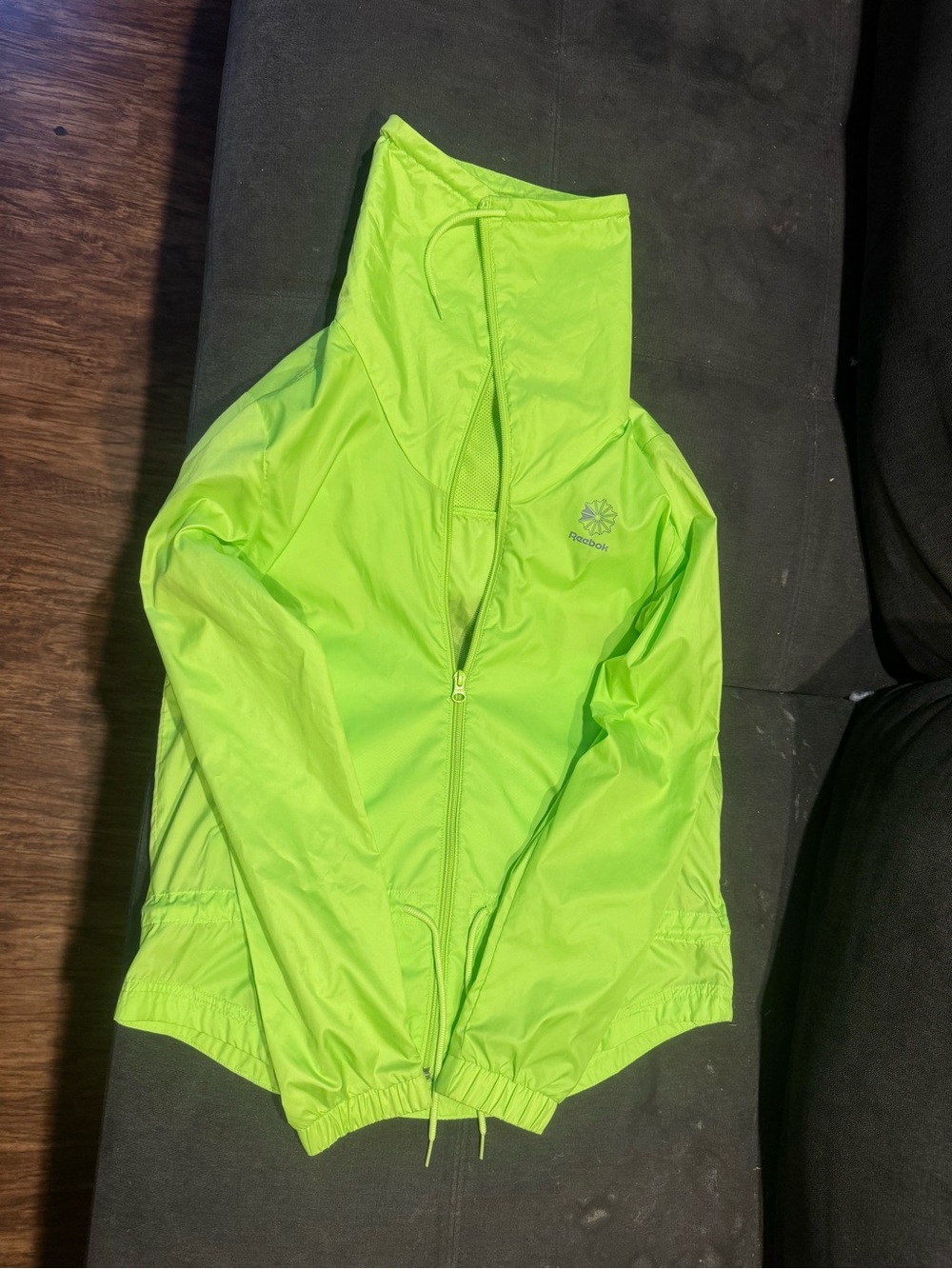 Reebok Bright Lime Green Hooded Rain Jacket